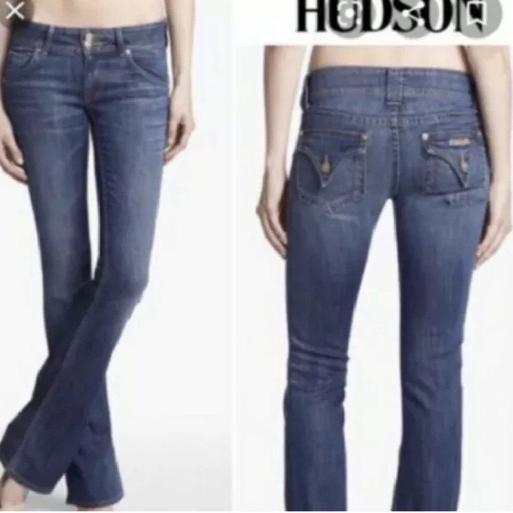 Hudson Back Flap Pocket Low Rise Flare Jeans